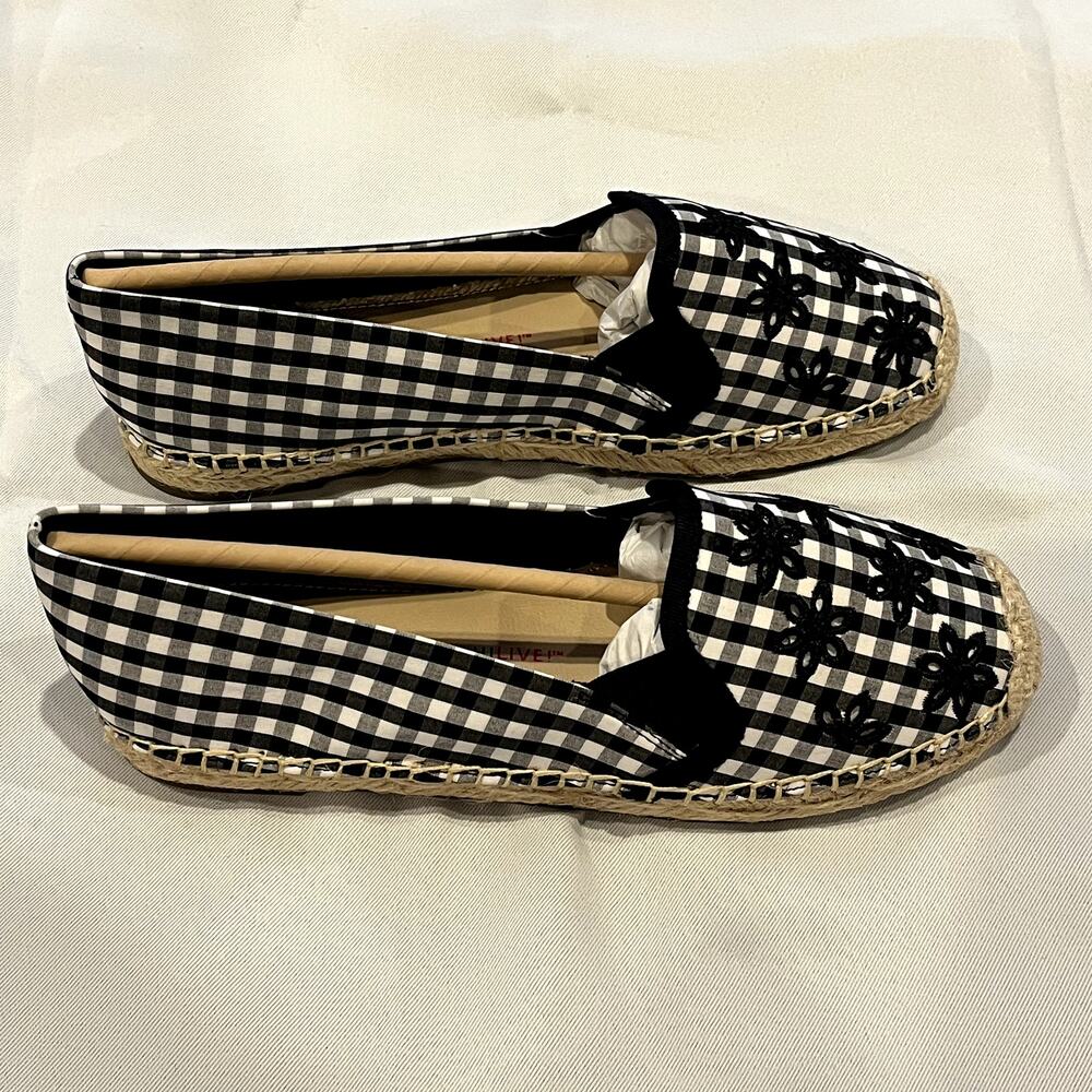 Isaac Mizrahi Live! Gingham Espadrilles with Eyelet Embroidery Black Marilyn 7